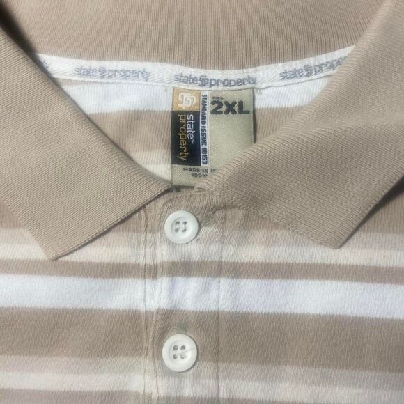 Y2K Vintage State Property Striped Polo – Oversized Baggy Streetwear 2XL - Picture 3 of 7